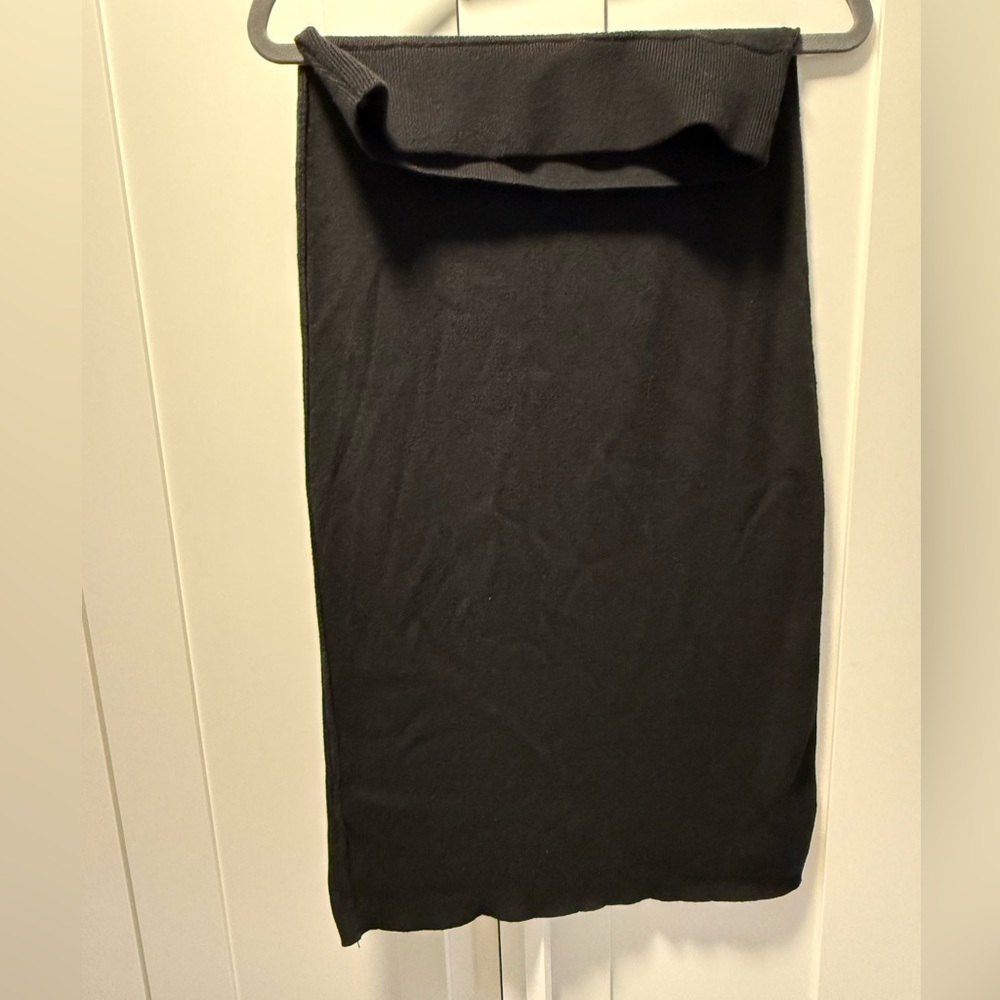 Free People Golden Hour Black Ribbed Sweater Midi Skirt with Side Slit - Picture 2 of 12